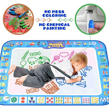 Agomttv Water Drawing Mat Doodle Mat Educational Learning Birthday Toddler Toys Gifts Painting Writing Magic Water Drawing Mat Toys for 2-6 Year Old Girls Boys Large Size 37.7X 29.1 in 